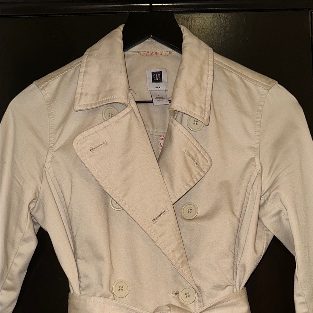 GAP Vintage Cream Tailored Trench Coat with Belted Waist - Picture 4 of 6